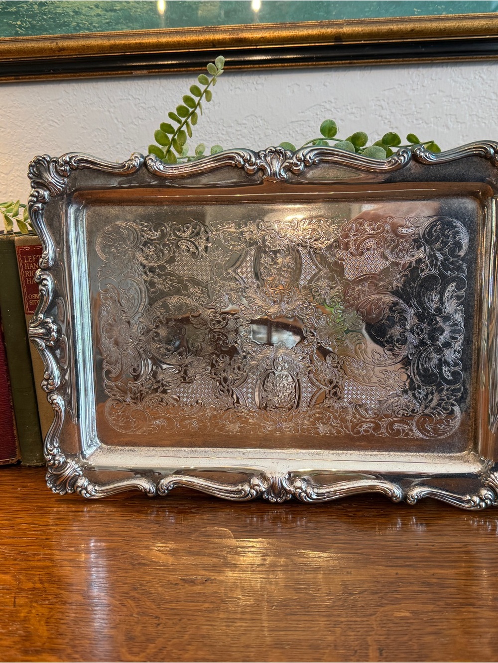 Oneida Rectangular Silver Ornate Serving Tray - Picture 9 of 16